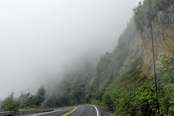 A very foggy day in Florence, Oregon